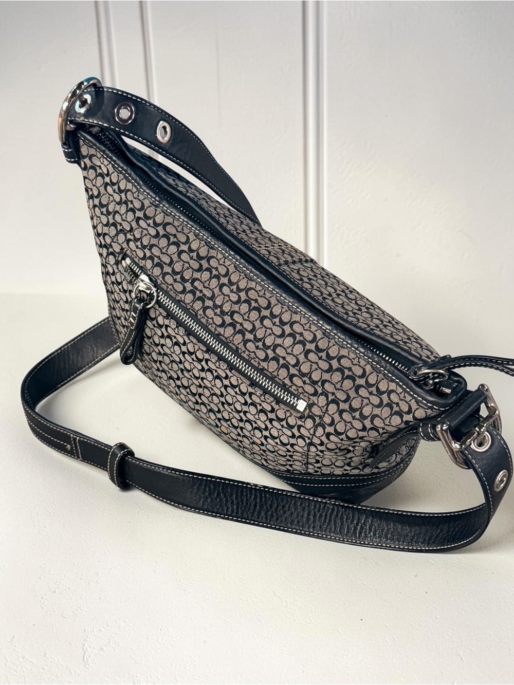 Coach Black/Gray Signature C Monogram Y2K Jacquard Soho Hobo Shoulder Bag - Picture 6 of 16